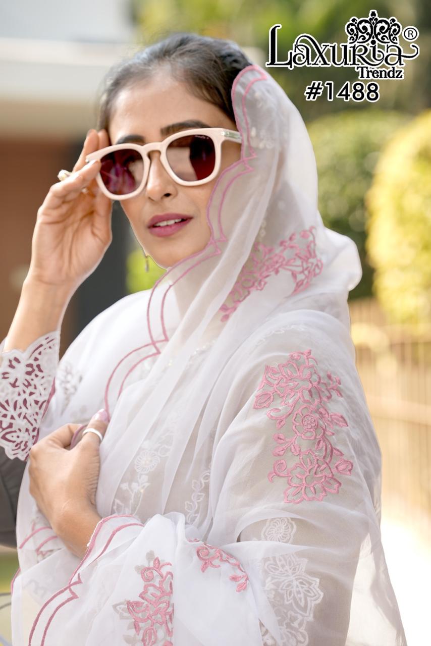 1488 Peach Laxuria Trendz Velour Slub Pakistani Readymade Suits