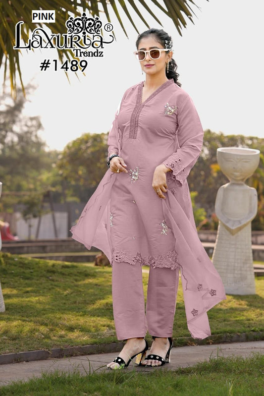 1489 Pink Laxuria Trendz Handwork Pakistani Readymade Suits