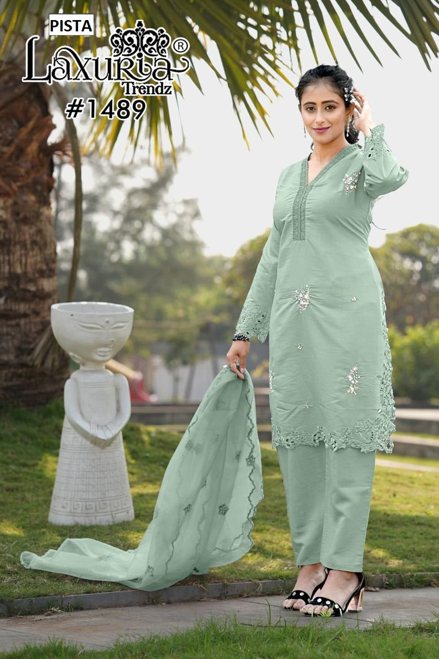 1489 Pista Laxuria Trendz Handwork Pakistani Readymade Suits
