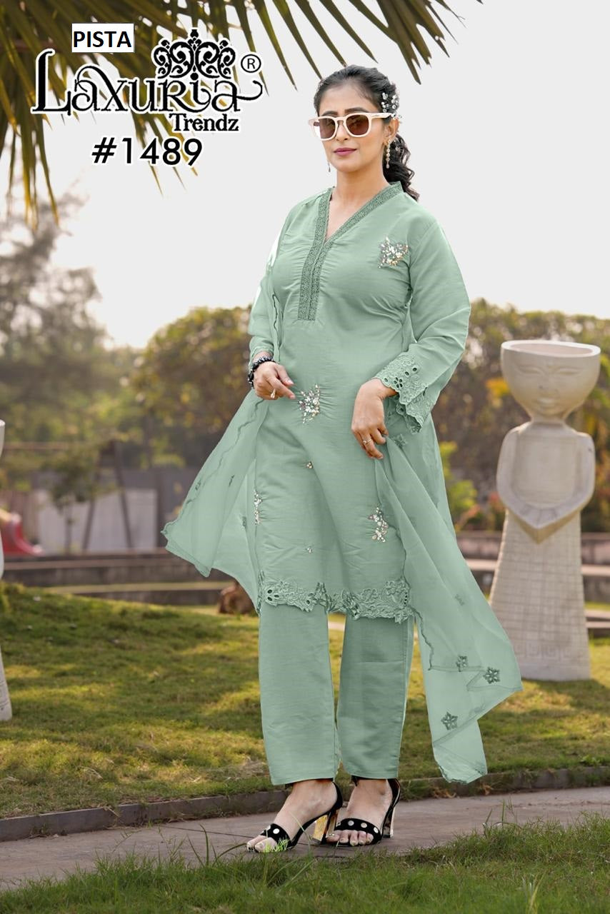 1489 Pista Laxuria Trendz Handwork Pakistani Readymade Suits