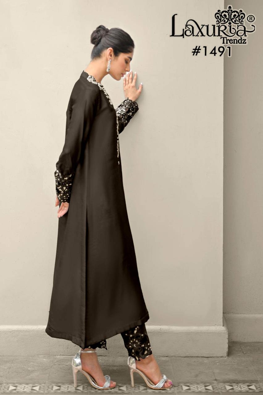 1491 Black Laxuria Trendz Embroidery Pakistani Readymade Suits