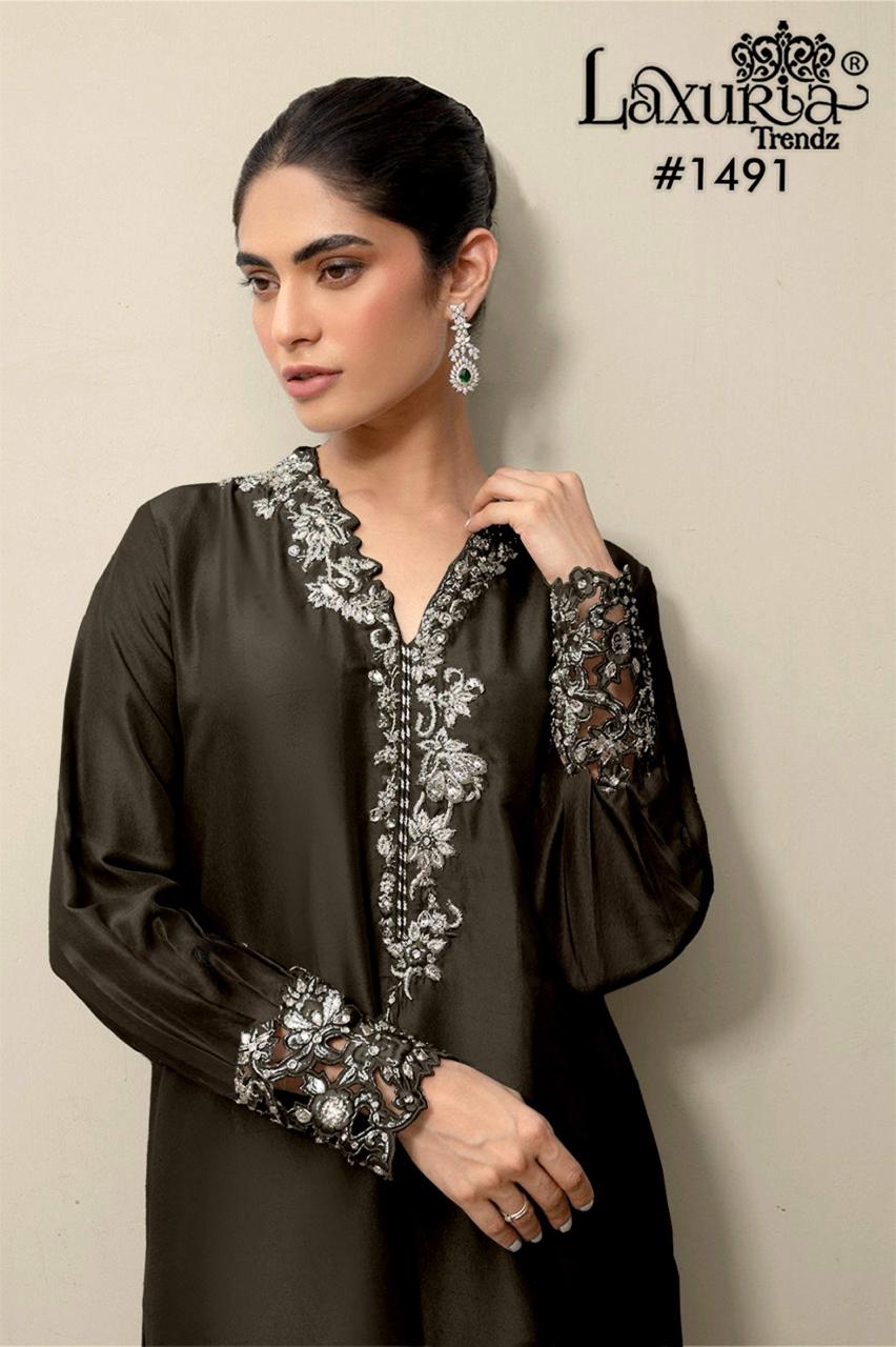 1491 Black Laxuria Trendz Embroidery Pakistani Readymade Suits