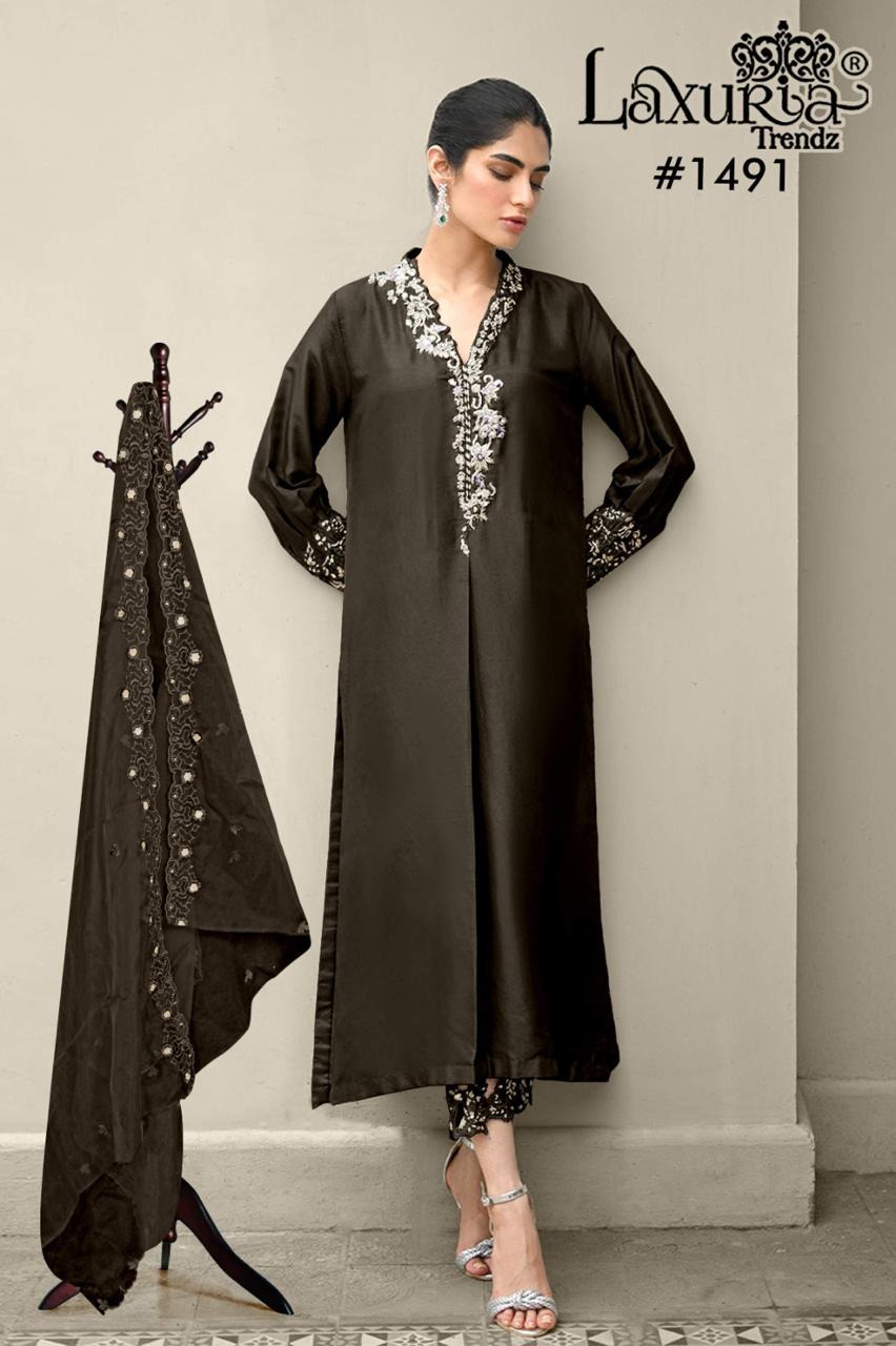 1491 Black Laxuria Trendz Embroidery Pakistani Readymade Suits