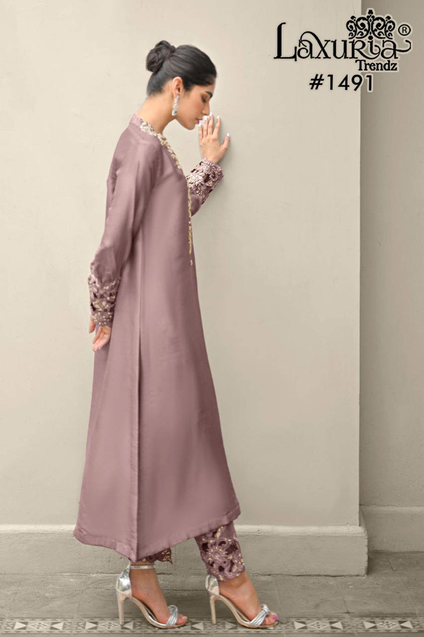 1491 Brown Laxuria Trendz Embroidery Pakistani Readymade Suits