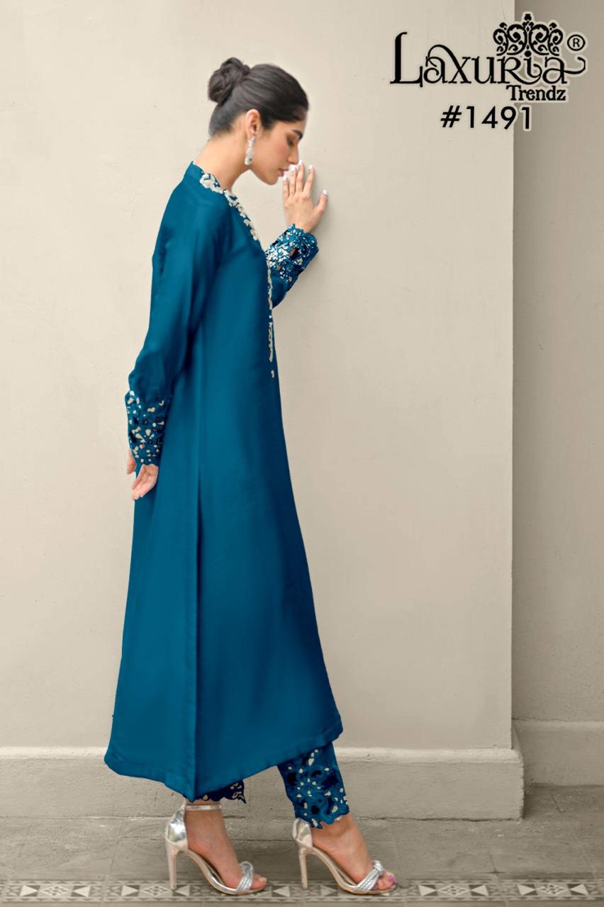 1491 Navy Blue Laxuria Trendz Embroidery Pakistani Readymade Suits