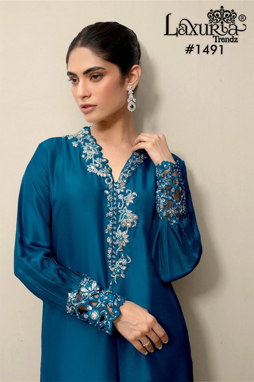 1491 Navy Blue Laxuria Trendz Embroidery Pakistani Readymade Suits