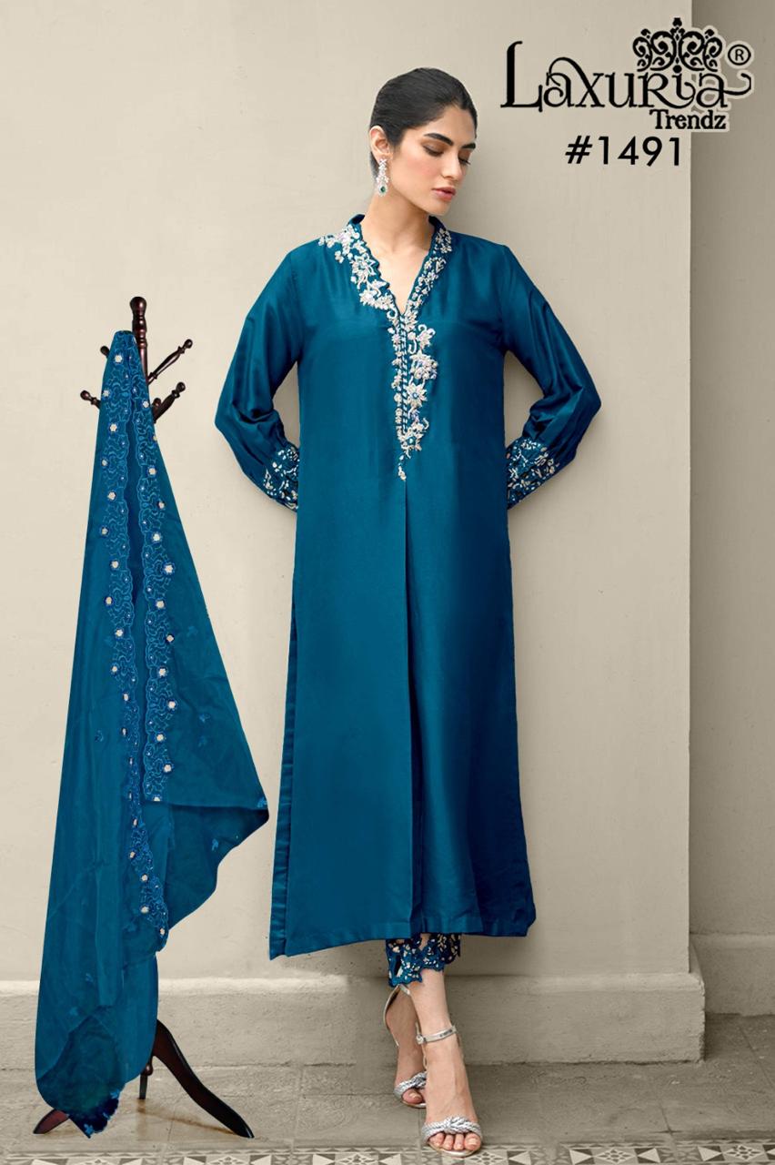 1491 Navy Blue Laxuria Trendz Embroidery Pakistani Readymade Suits