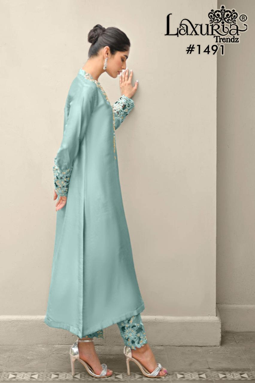 1491 Pista Laxuria Trendz Embroidery Pakistani Readymade Suits
