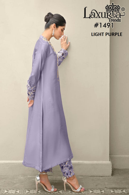 1491 Light Purple Laxuria Trendz Embroidery Pakistani Readymade Suits