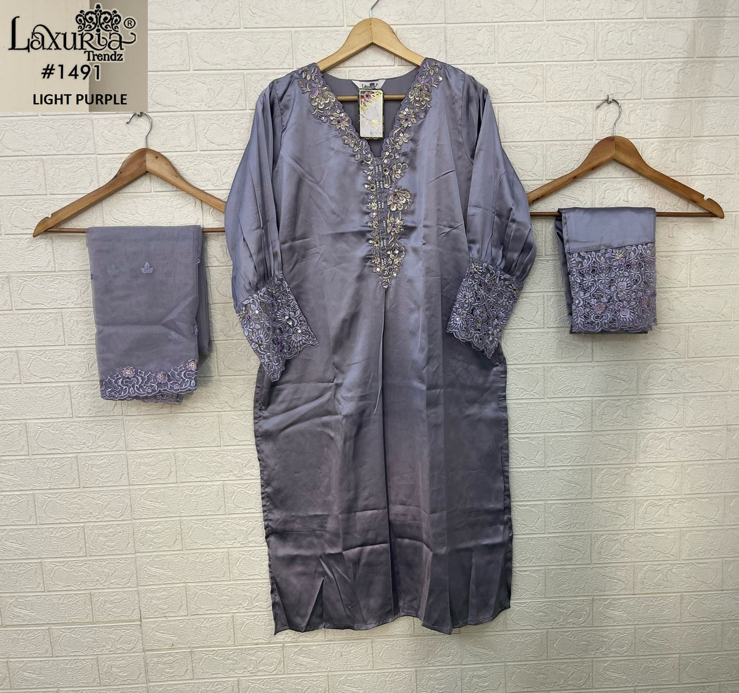 1491 Light Purple Laxuria Trendz Embroidery Pakistani Readymade Suits