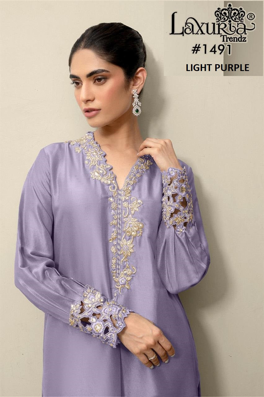 1491 Light Purple Laxuria Trendz Embroidery Pakistani Readymade Suits