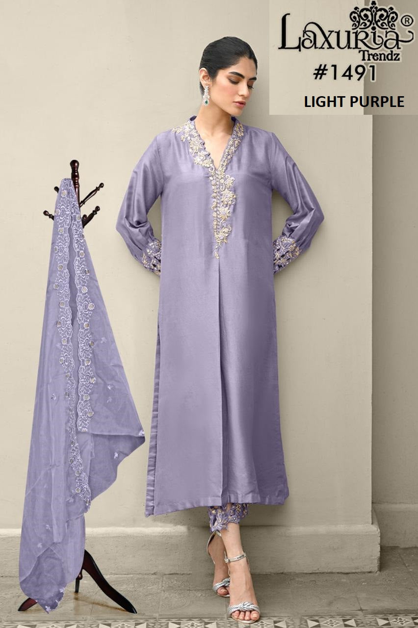1491 Light Purple Laxuria Trendz Embroidery Pakistani Readymade Suits