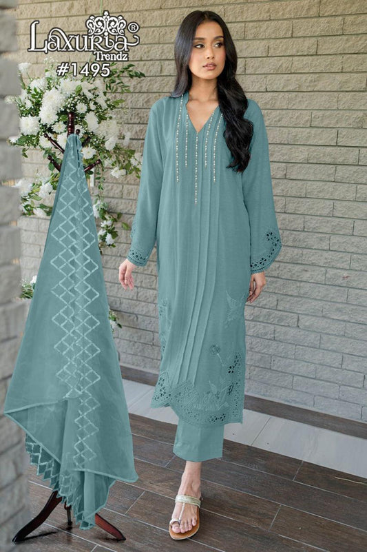 1495 Blue Laxuria Trendz Embroidery Pakistani Readymade Suits