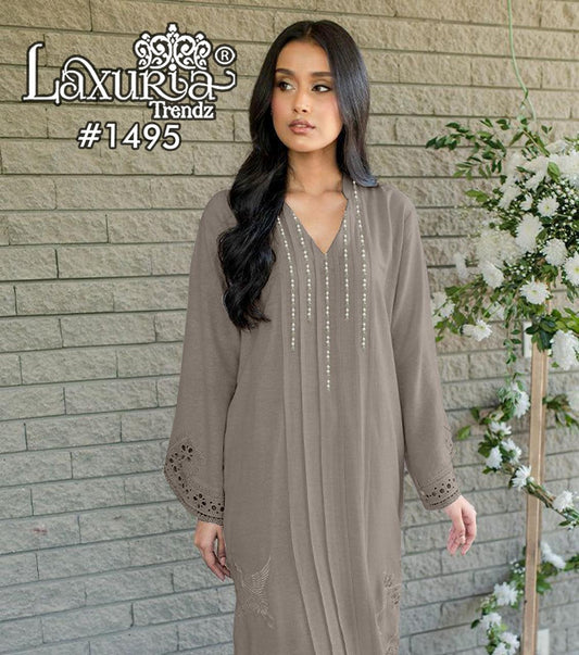 1495 Gray Laxuria Trendz Embroidery Pakistani Readymade Suits