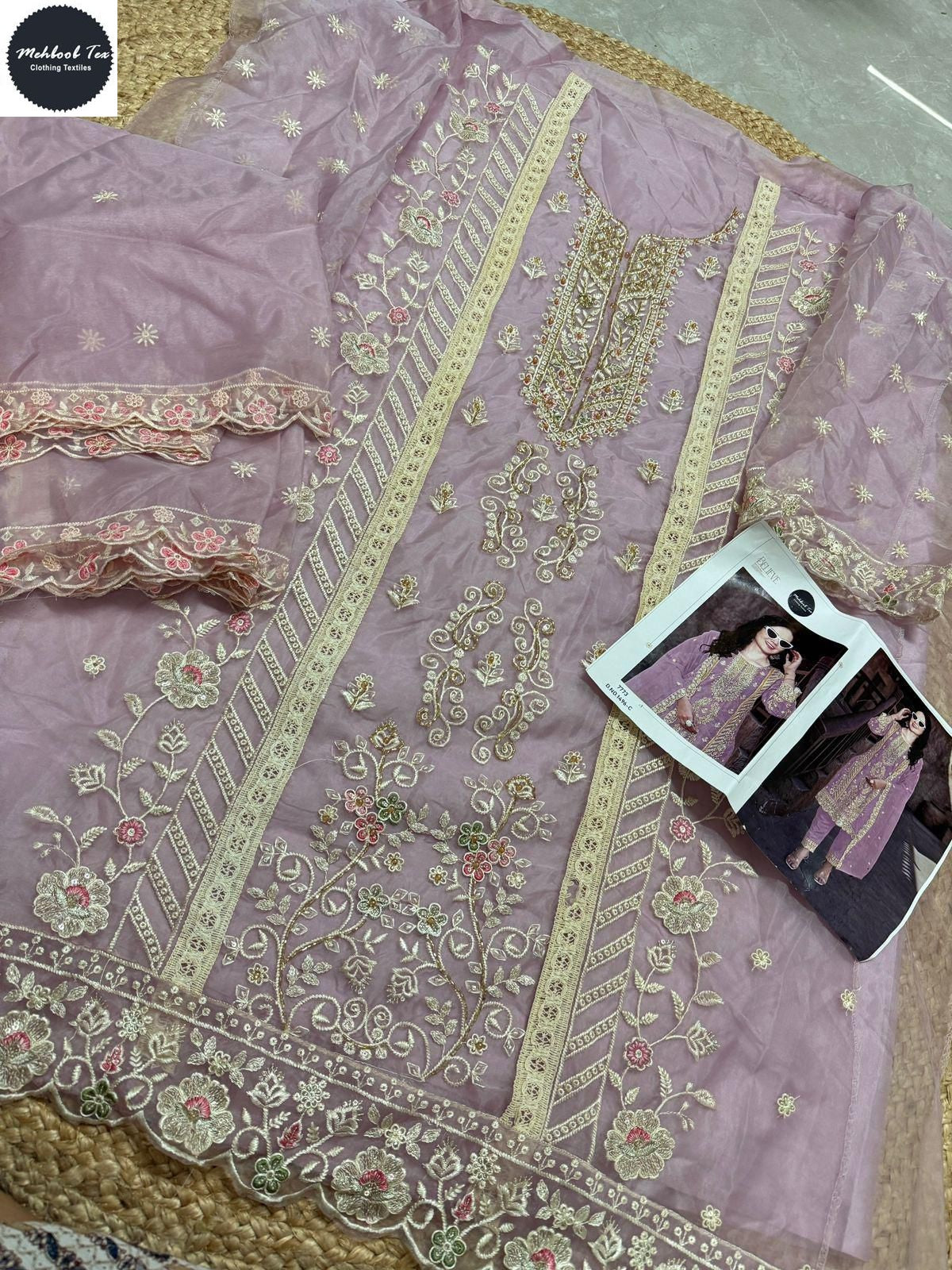 1496-C Mehboob Tex Organza Pakistani Salwar Suits