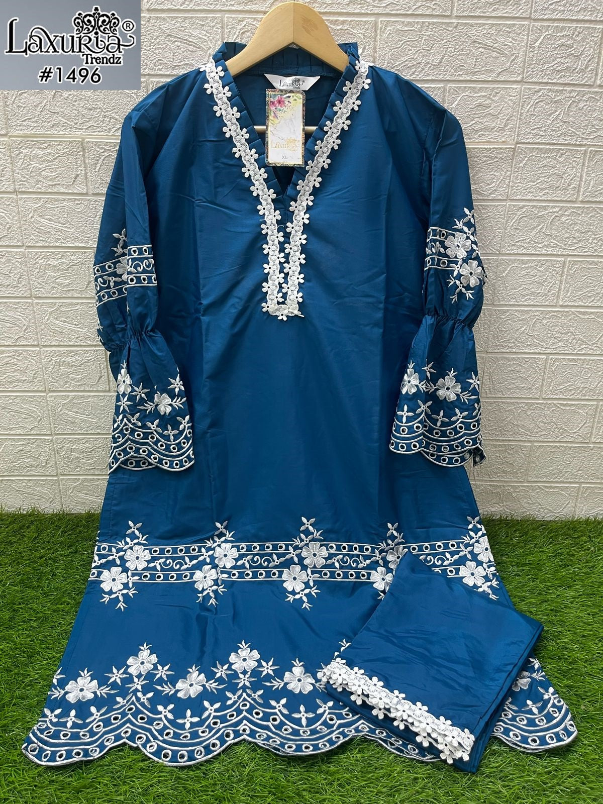 1496 Blue Laxuria Trendz Embroidery Co Ord Set