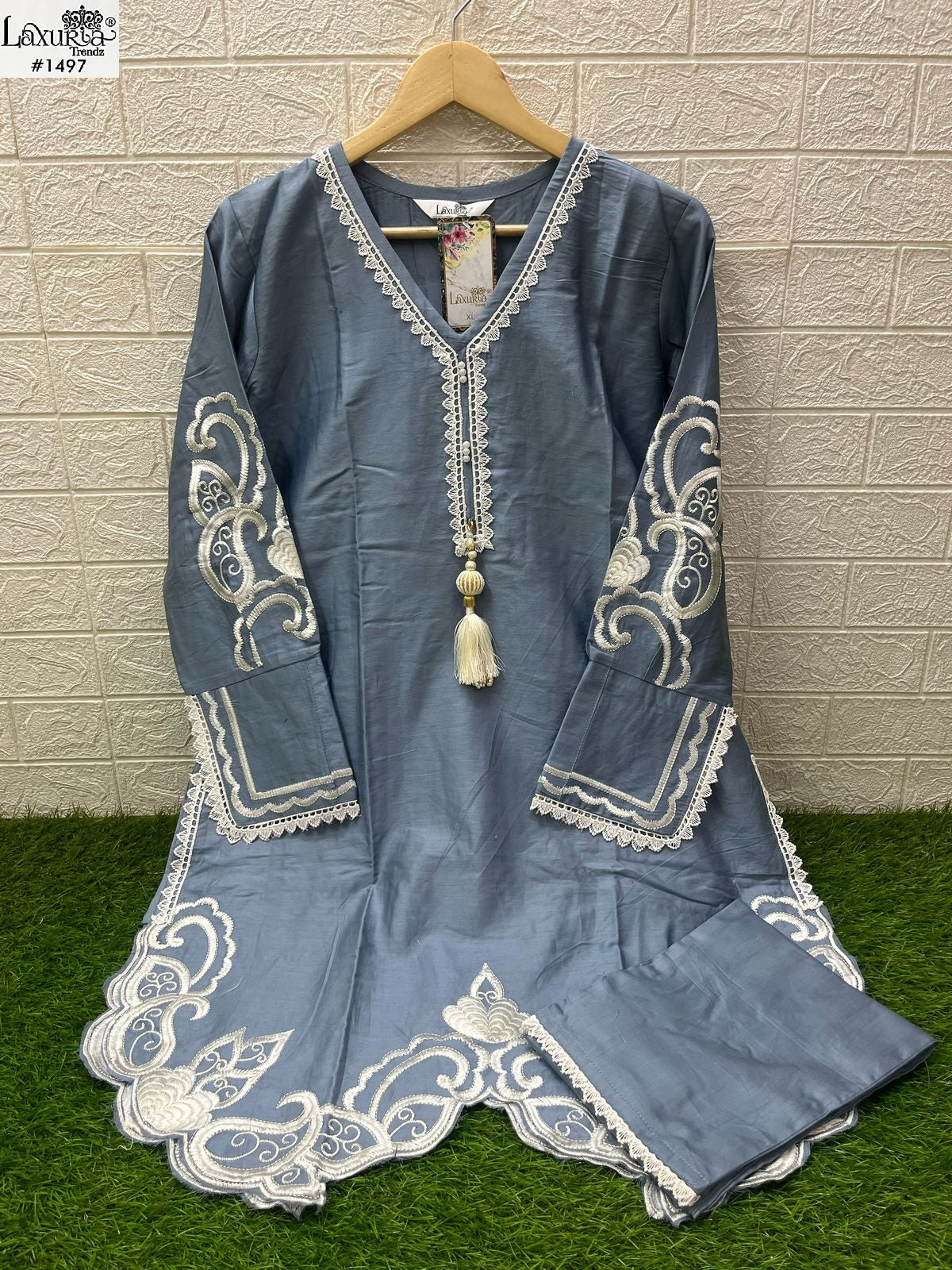 1497 Grey Laxuria Trendz Jam Satin Co Ord Set