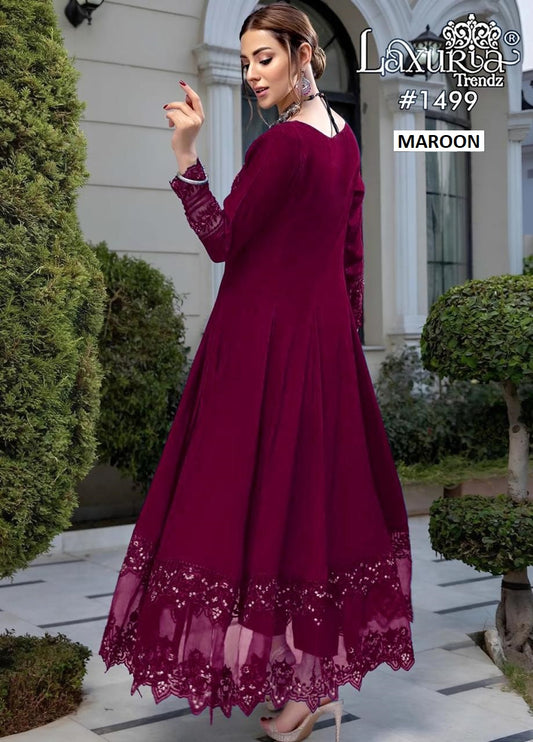 1499 Maroon Laxuria Trendz Rangoli Silk Pakistani Readymade Suits