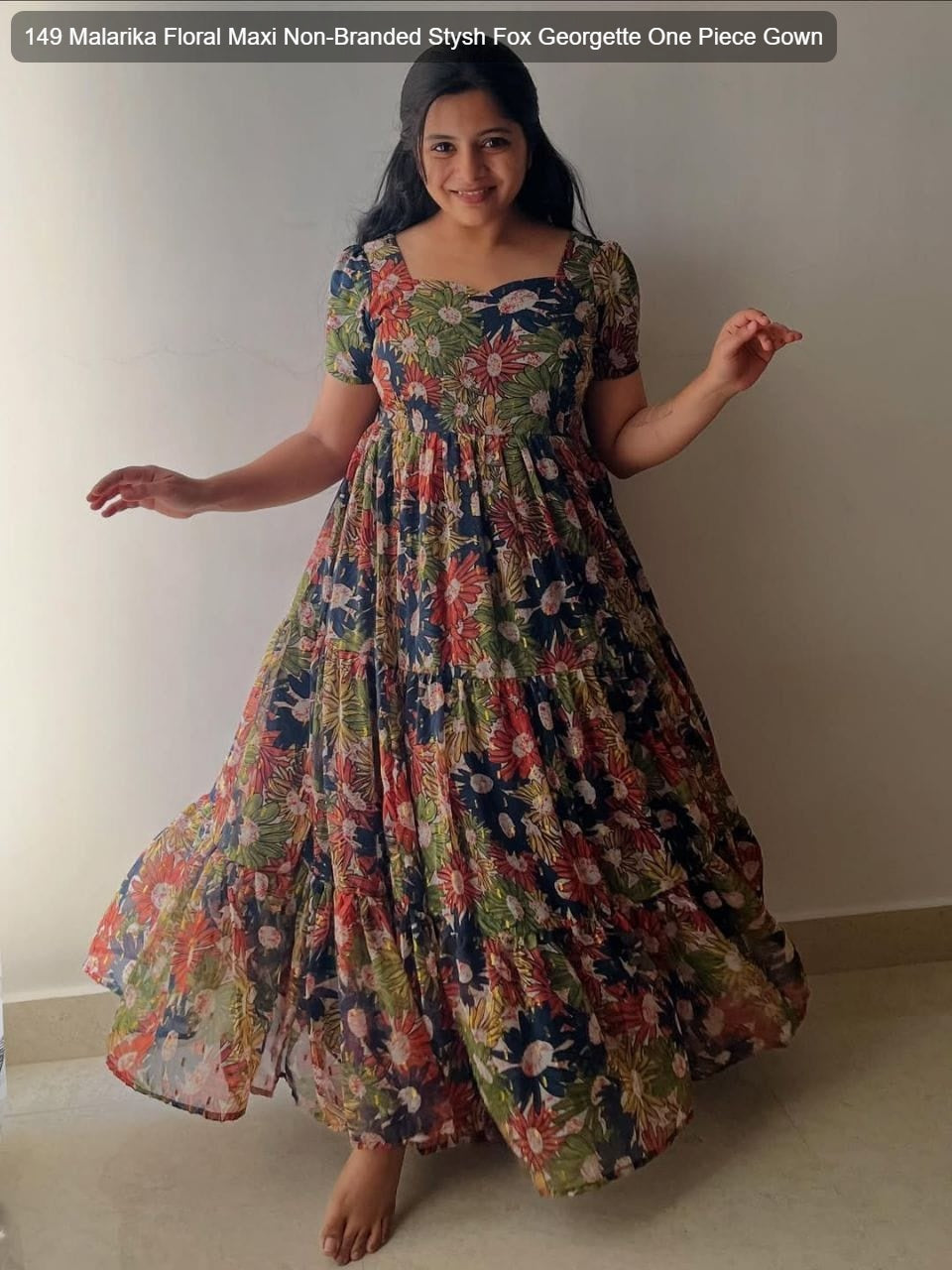 149 Malarika Floral Maxi Non-Branded Stysh Fox Georgette One Piece Gown