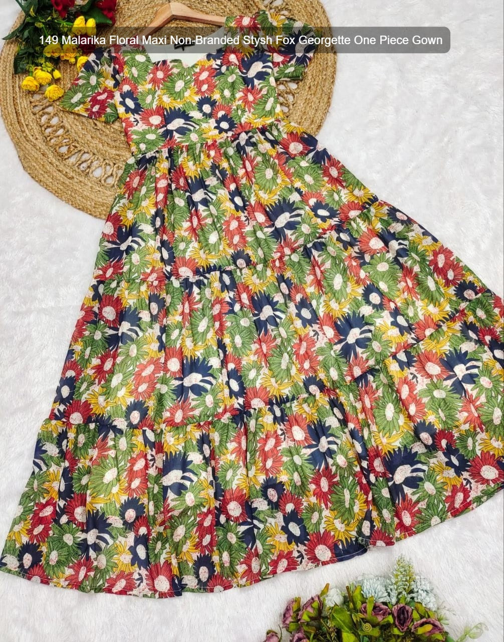 149 Malarika Floral Maxi Non-Branded Stysh Fox Georgette One Piece Gown