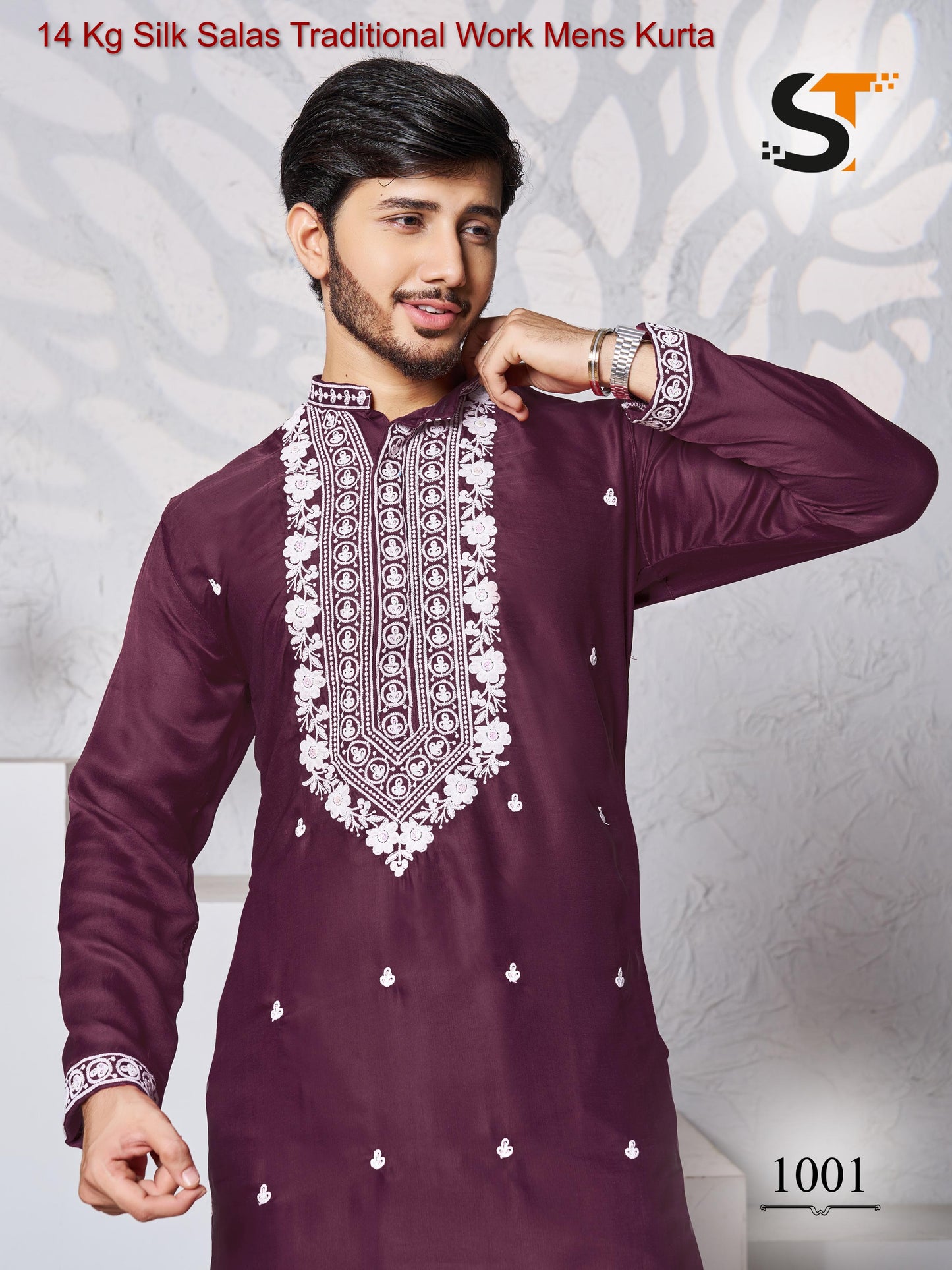 14 Kg Silk Salas Traditional Work Mens Kurta