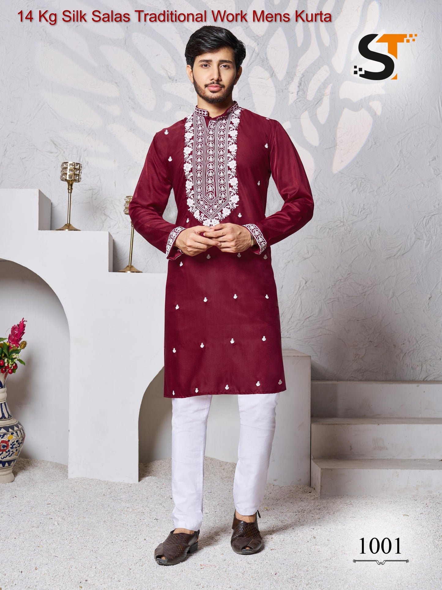 14 Kg Silk Salas Traditional Work Mens Kurta