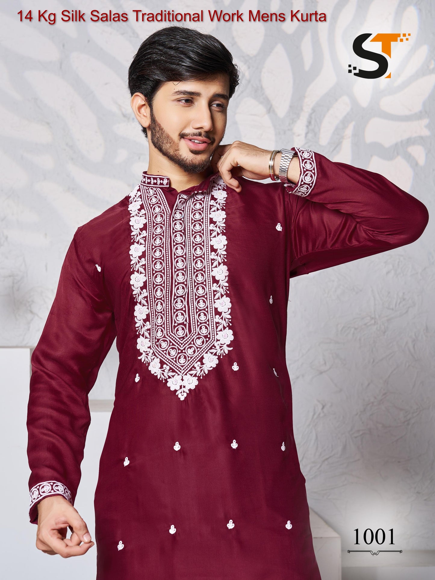 14 Kg Silk Salas Traditional Work Mens Kurta