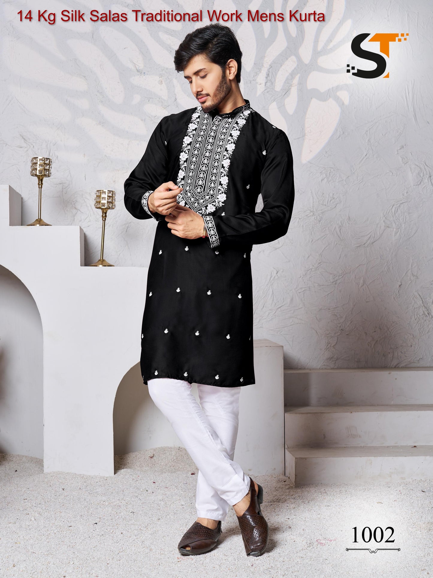 14 Kg Silk Salas Traditional Work Mens Kurta