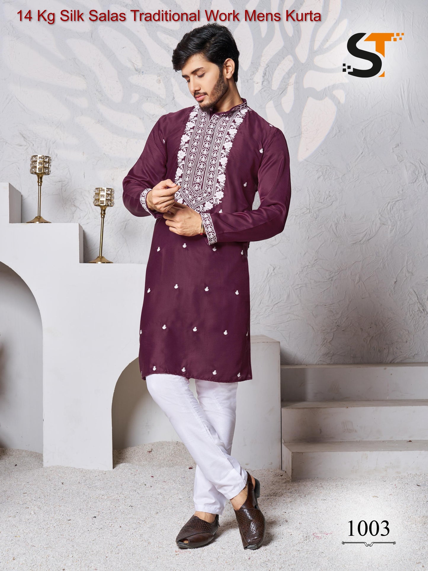 14 Kg Silk Salas Traditional Work Mens Kurta