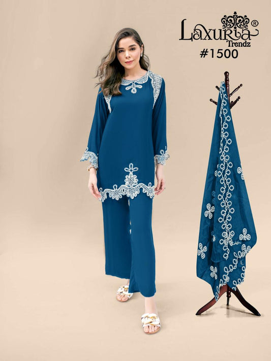 1500 Valley Green Laxuria Trendz Vichitra Silk Pakistani Readymade Suits