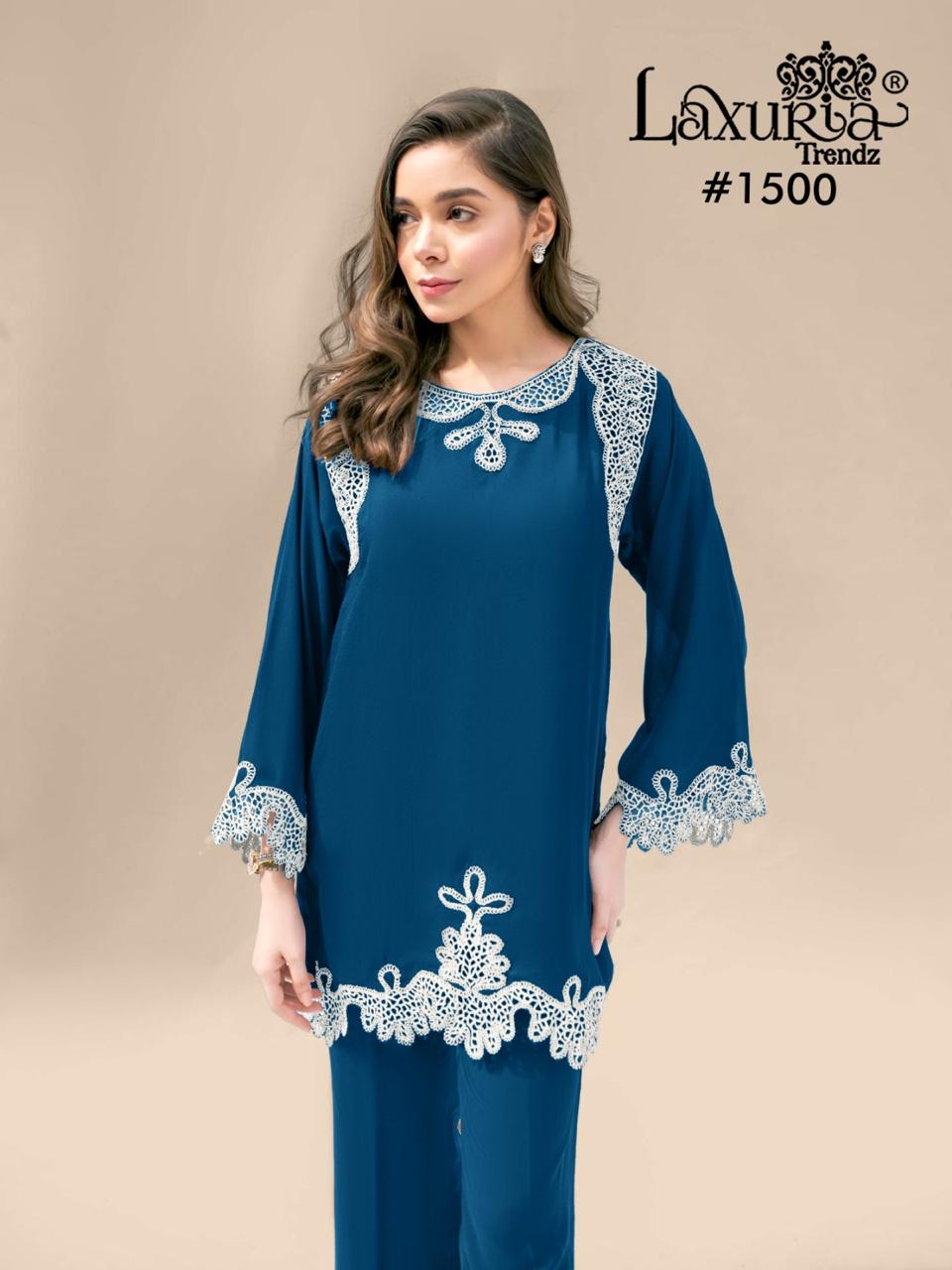 1500 Valley Green Laxuria Trendz Vichitra Silk Pakistani Readymade Suits