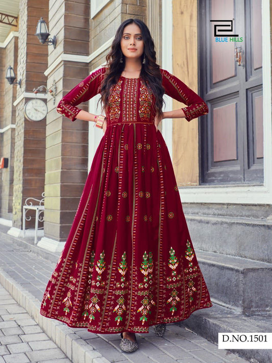 1501 Bela Printed Bluehills One Piece Gown