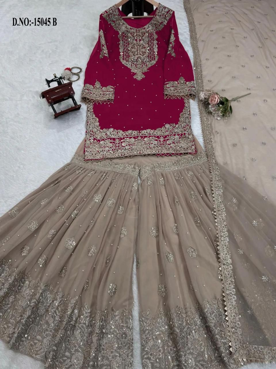 15045B Husnara Embroidery Work Pakistani Readymade Suits