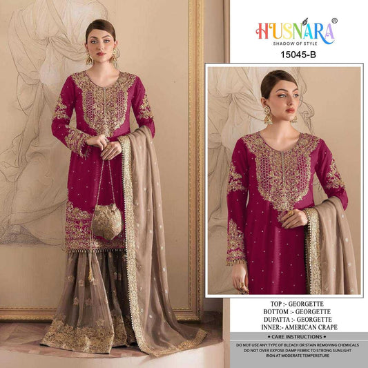 15045B Husnara Embroidery Work Pakistani Readymade Suits