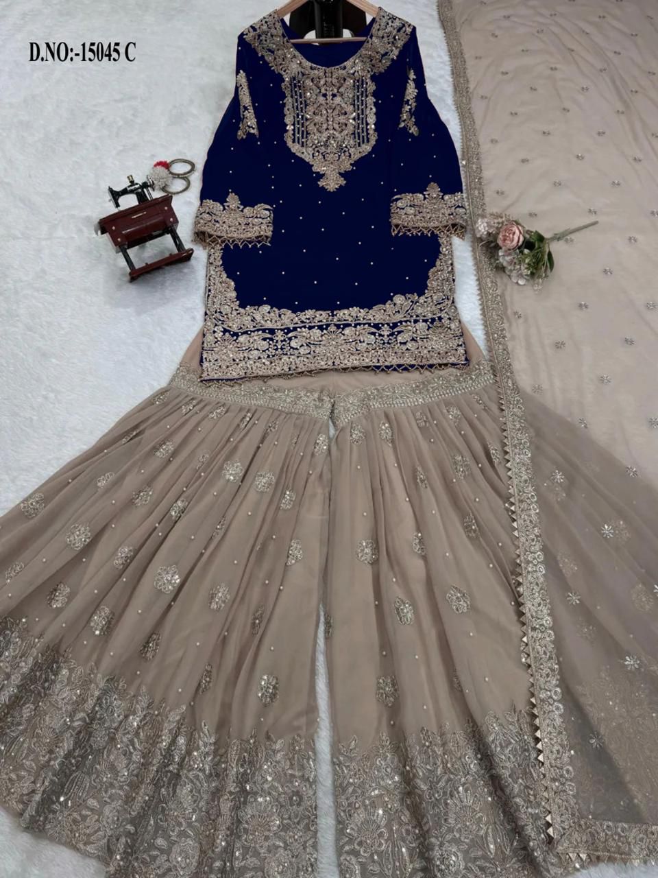 15045C Husnara Embroidery Work Pakistani Readymade Suits
