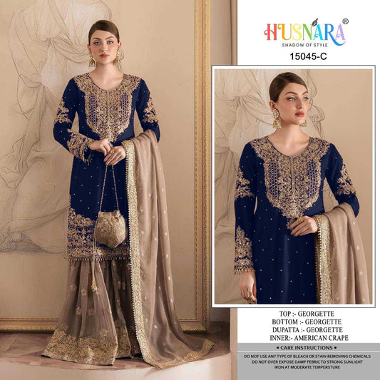 15045C Husnara Embroidery Work Pakistani Readymade Suits