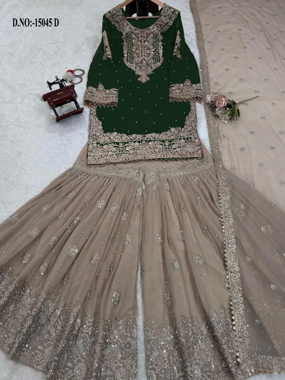 15045D Husnara Embroidery Work Pakistani Readymade Suits