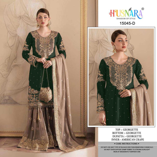 15045D Husnara Embroidery Work Pakistani Readymade Suits