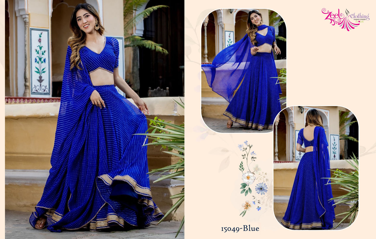15049 Vol 22 Blue Zeel Cording Lehenga Choli
