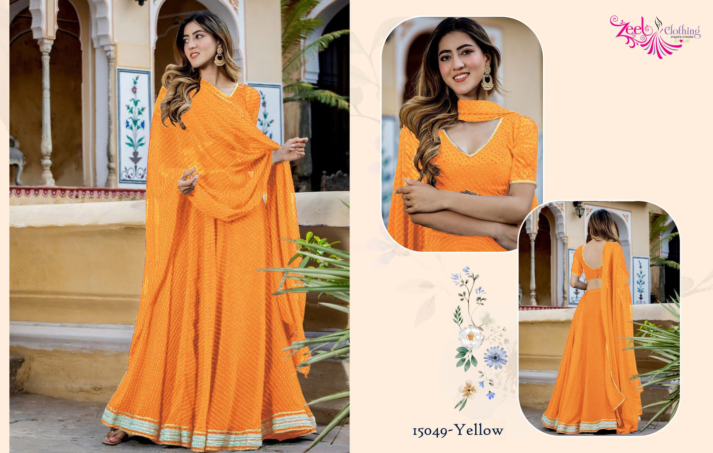 15049 Vol 22 Yellow Zeel Cording Lehenga Choli