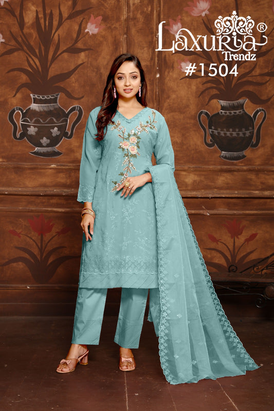 1504 Sky Laxuria Trendz Fox Georgette Pakistani Readymade Suits