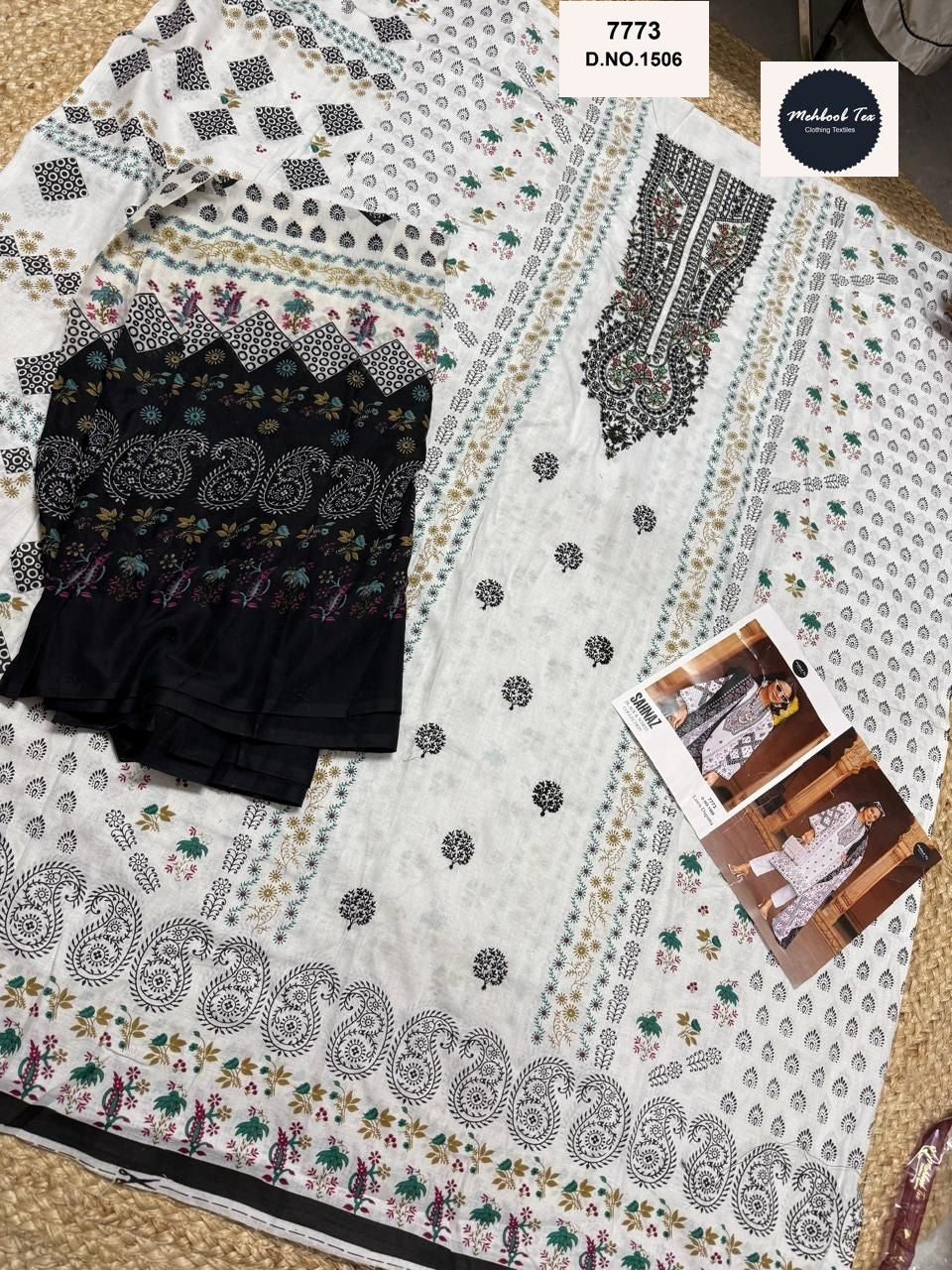 1506 Sahnaz Black And White Collection Mehboob Tex Embroidery Pakistani Salwar Suits