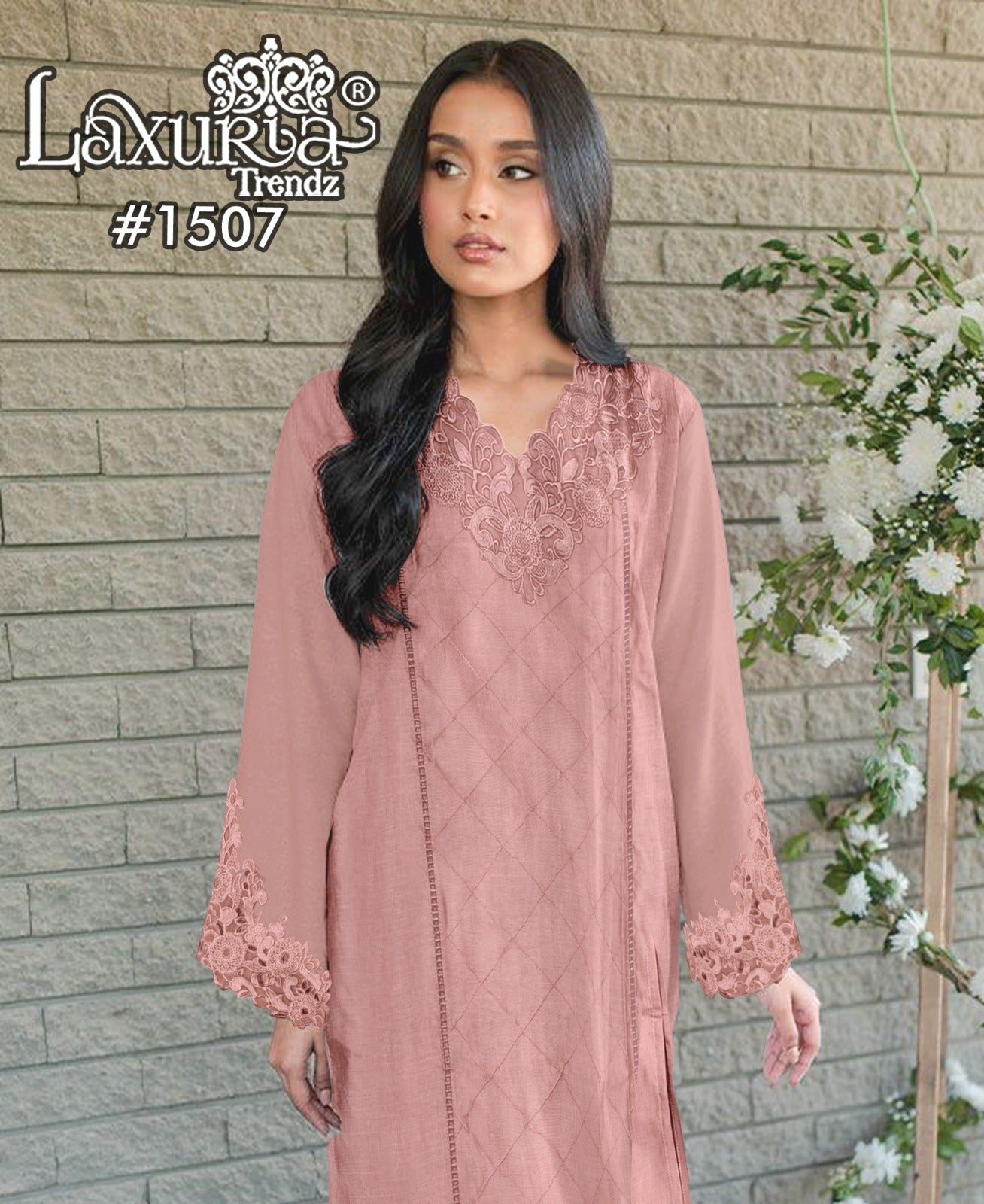 1507 Peach Laxuria Trendz Slub Pakistani Readymade Suits