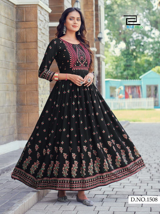 1508 Bela Printed Bluehills One Piece Gown