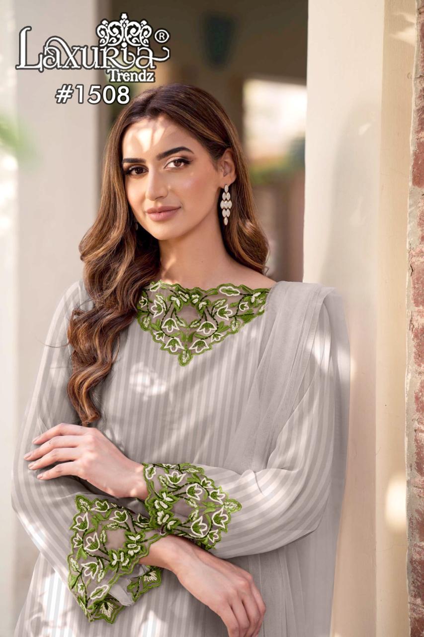 1508 Grey Laxuria Trendz Georgette Pakistani Readymade Suits