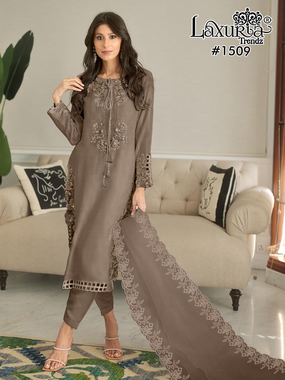 1509 Brown Laxuria Trendz Bsy Pakistani Readymade Suits