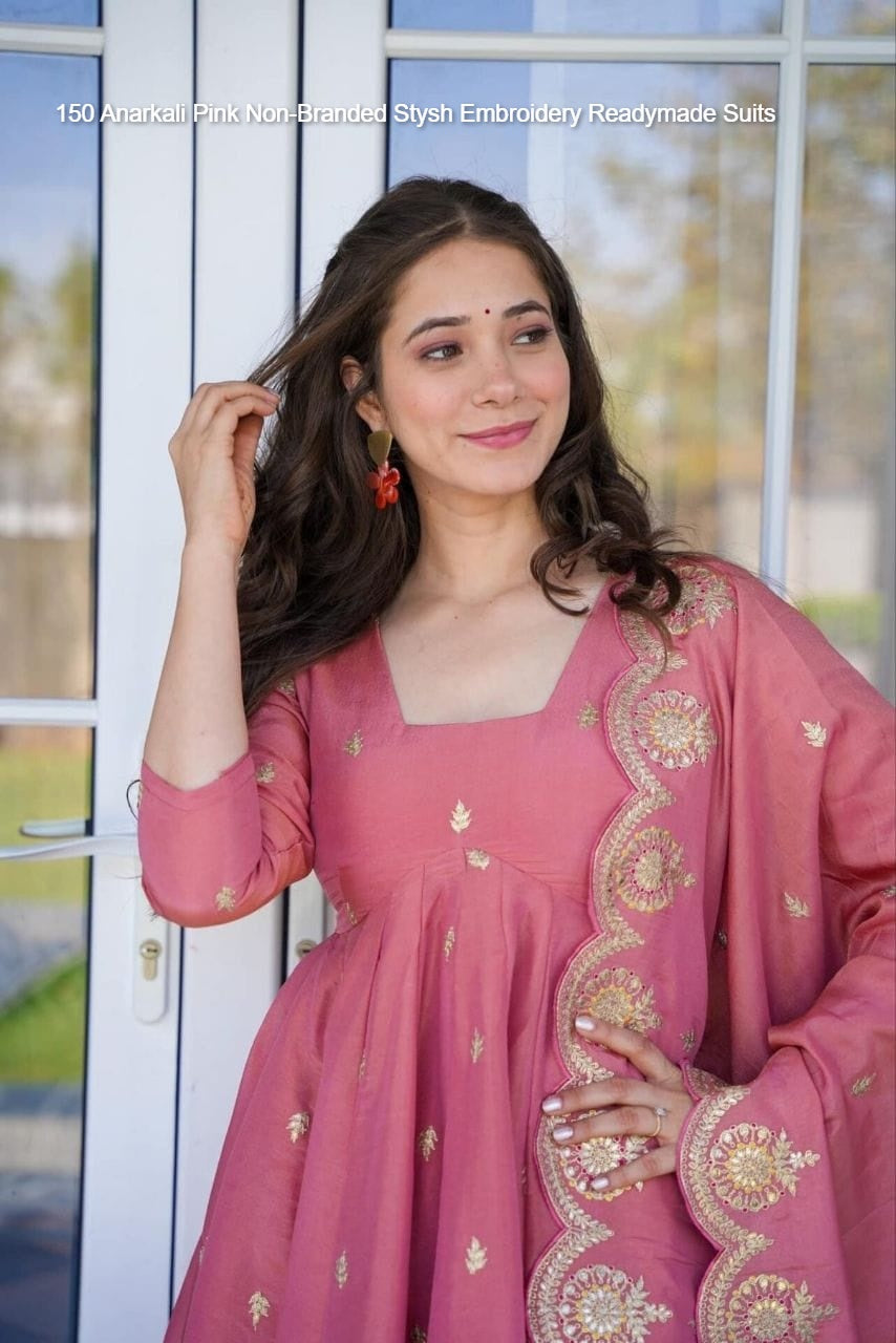 150 Anarkali Pink Non-Branded Stysh Embroidery Readymade Suits
