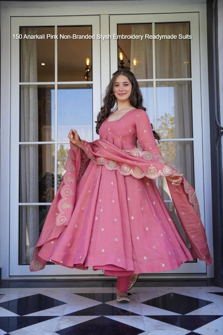150 Anarkali Pink Non-Branded Stysh Embroidery Readymade Suits