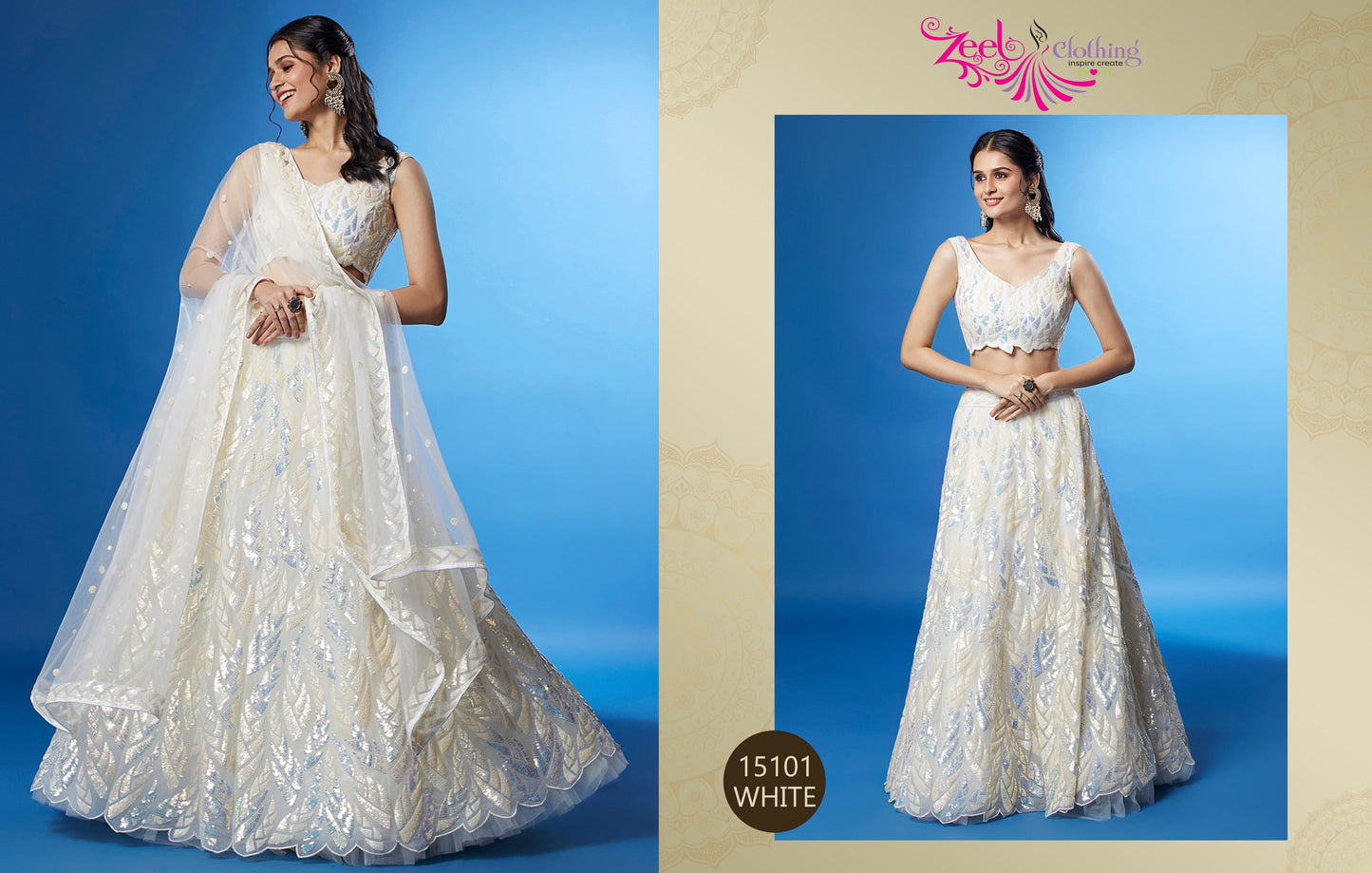 15101 White Volume 24 Zeel Soft Net Lehenga Choli