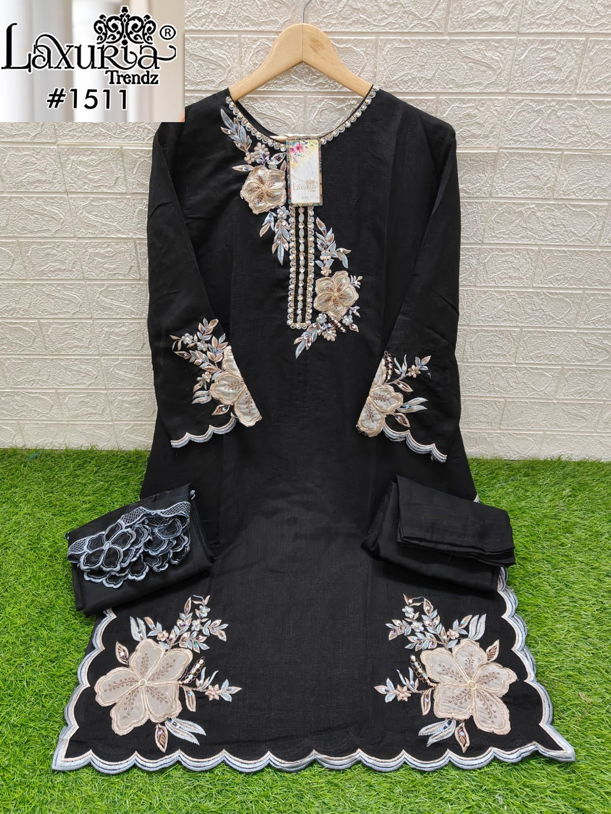 1511 Black Laxuria Trendz Vichitra Pakistani Readymade Suits